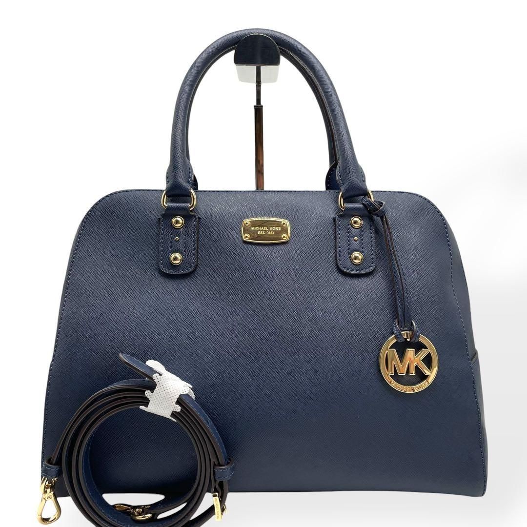 極美品 MICHAEL KORS 2way ミニボストンバッグ ショルダー 紺 - メルカリ