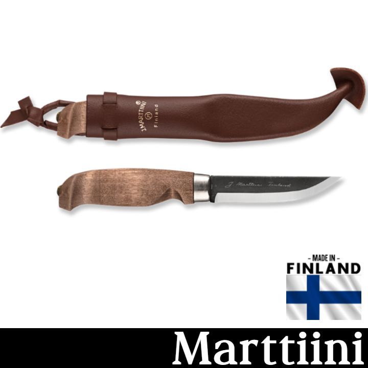 アウトレット Marttiini CARBON 127012 刃 10 cm カーボンスチール ナロー タング 本革シース付 レザーシース ブッシュクラフト キャンプ用品 炭素鋼 ナイフ ケース フィンランド製 ランバージャック 北欧
