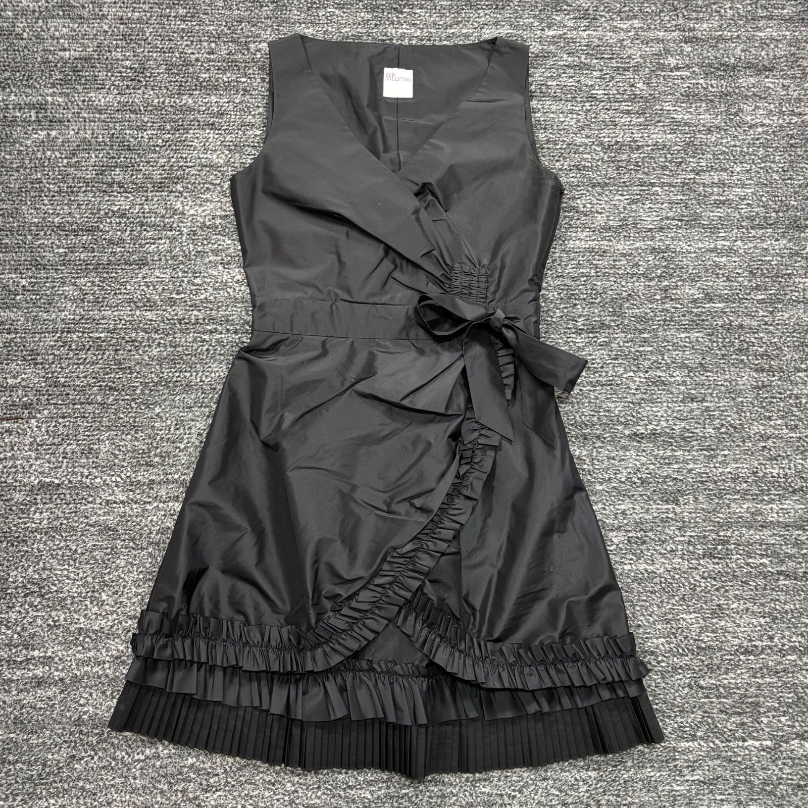 極美品 RED VALENTINO リボン ノースリーブワンピース ドレス ブラック