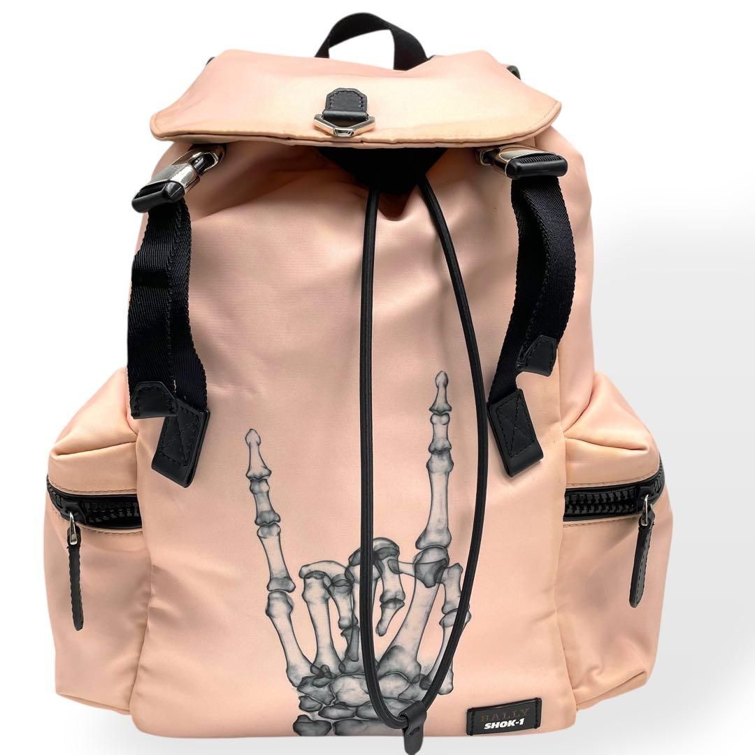 美品 激レア BALLY × アウトレット SHOK-1 スカルプリント ナイロン
