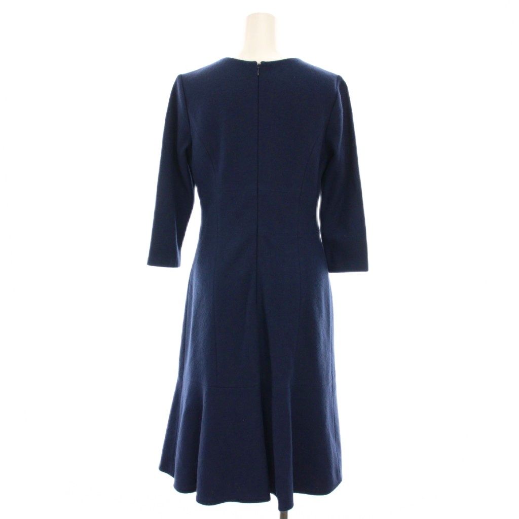 アナイ ANAYI ワンピース ロング フレア Aライン 長袖 ウール 36 紺