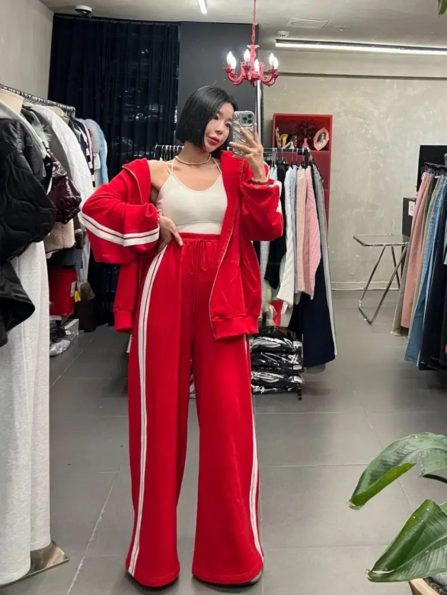 ジーンバニー トラックパンツ ジップアップセット レッド