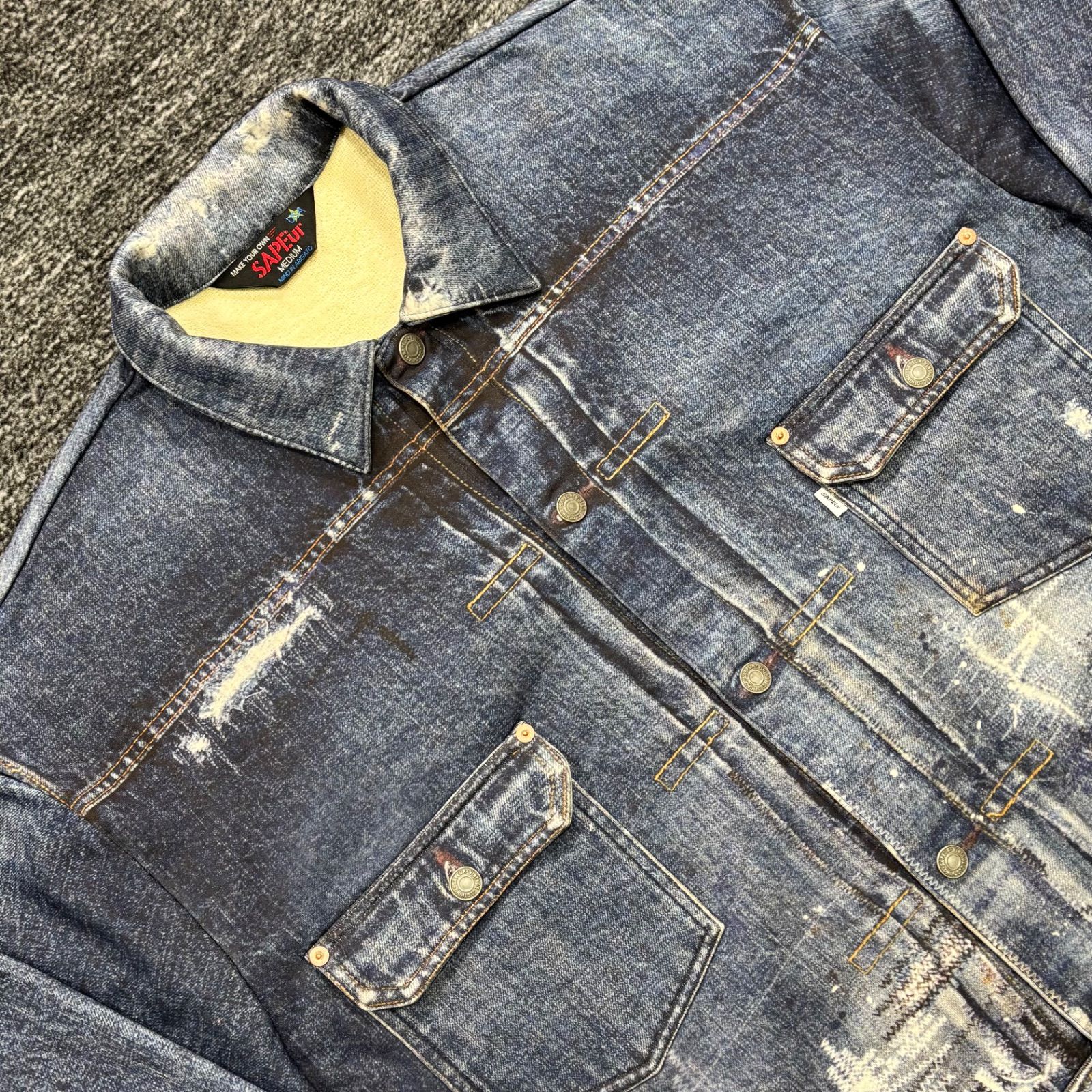 未使用同様 SAPEur Lot.5067XX REBOOT SWEAT JACKET BLUE 転写