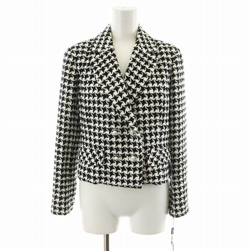 ルネ Rene TISSUE社 テーラードジャケット 千鳥格子 ツイード 34 黒
