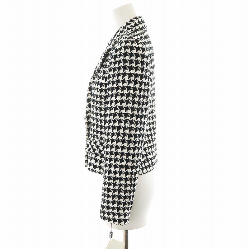 ルネ Rene TISSUE社 テーラードジャケット 千鳥格子 ツイード 34 黒