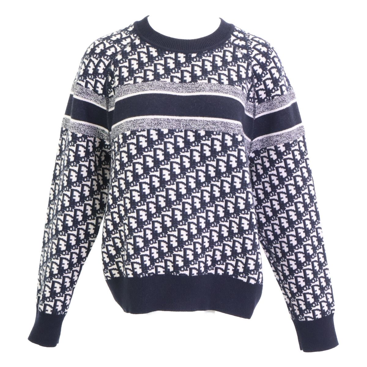 クリスチャンディオール 美品 054S55AM055 カシミヤ オブリーク リバーシブル ラウンドネックセーター 38 Christian Dior クリスチャンディオール 美品 054S55AM055 カシミヤ
