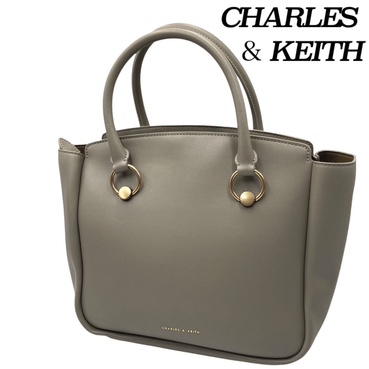 良品】CHARLES＆KEITH チャールズ アンド キース ハンドバッグ グレー 