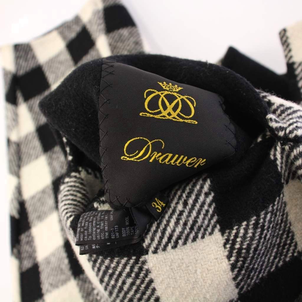 ドゥロワー Drawer 23AW ブロックチェックリバーノーカラージャケット