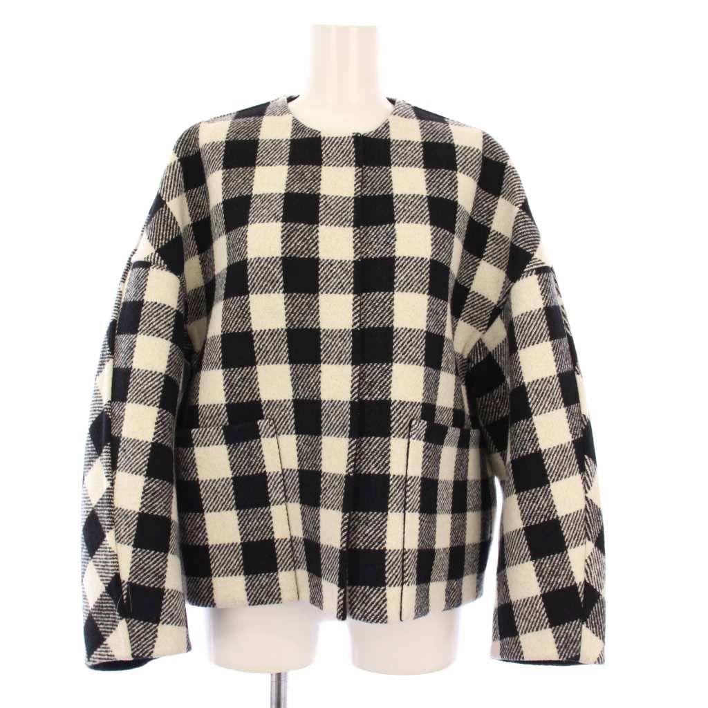 ドゥロワー Drawer 23AW ブロックチェックリバーノーカラージャケット