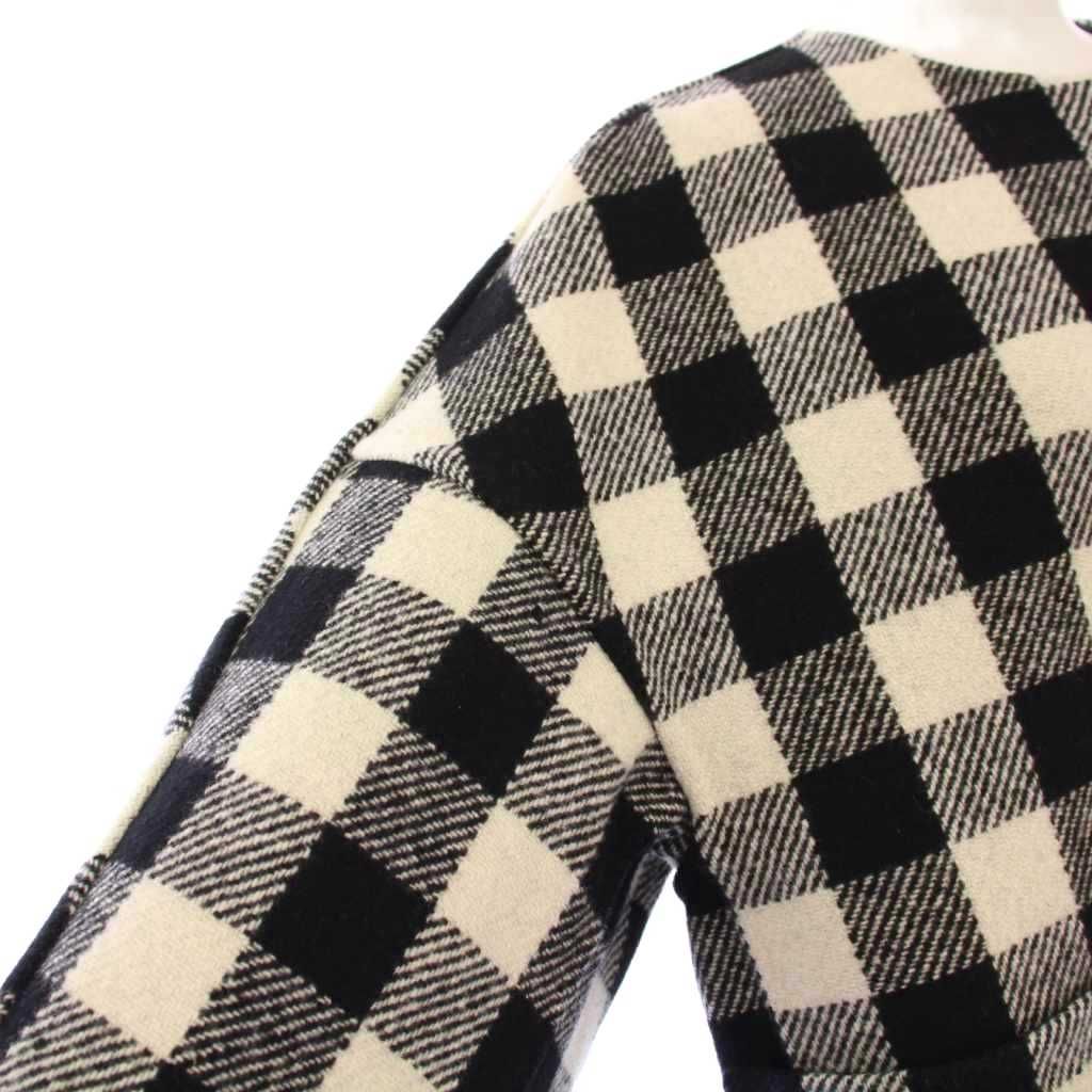 ドゥロワー Drawer 23AW ブロックチェックリバーノーカラージャケット