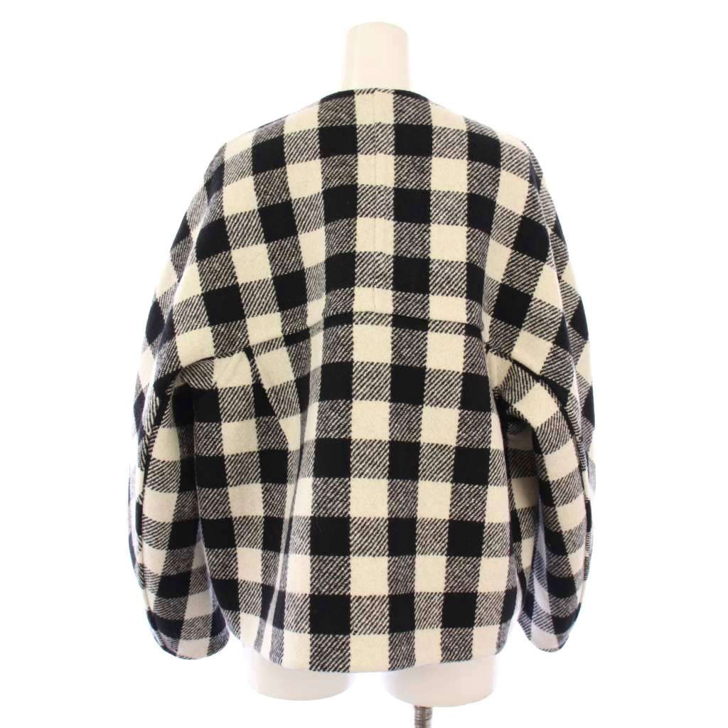 ドゥロワー Drawer 23AW ブロックチェックリバーノーカラージャケット