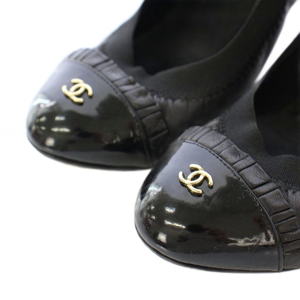 シャネル CHANEL パンプス ラウンドトゥ チャンキーヒール ココマーク