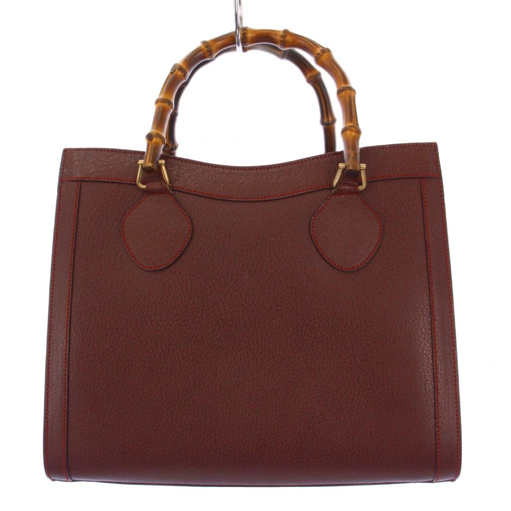グッチ GUCCI バンブー ダイアナ ハンドバッグ レザー 赤茶 002 1186