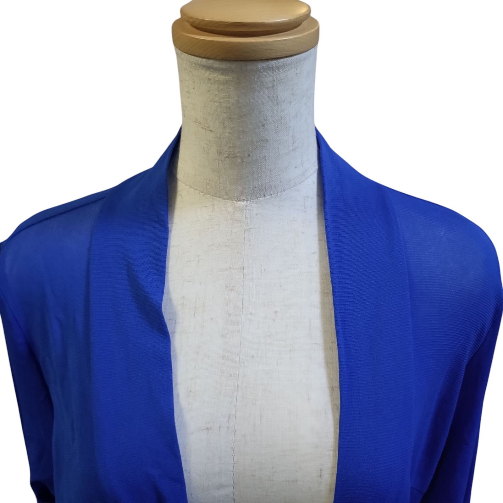 新品タグ付スーパービューティー44サイズ 水色長袖レーヨン素材ロングカーディガン 新品 タグ付き】 SUPER BEAUTY スーパービューティー ロング