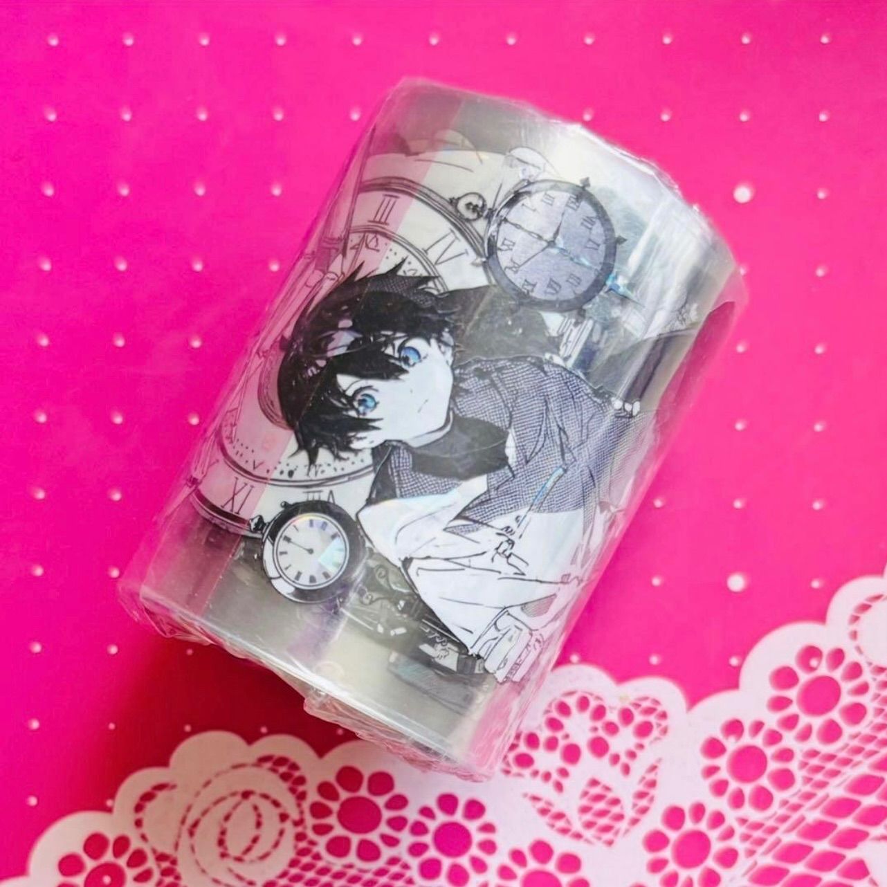 贝壳光 6cm×10m 无名黑白 海外マスキングテープ 海外マステ 人物 男性