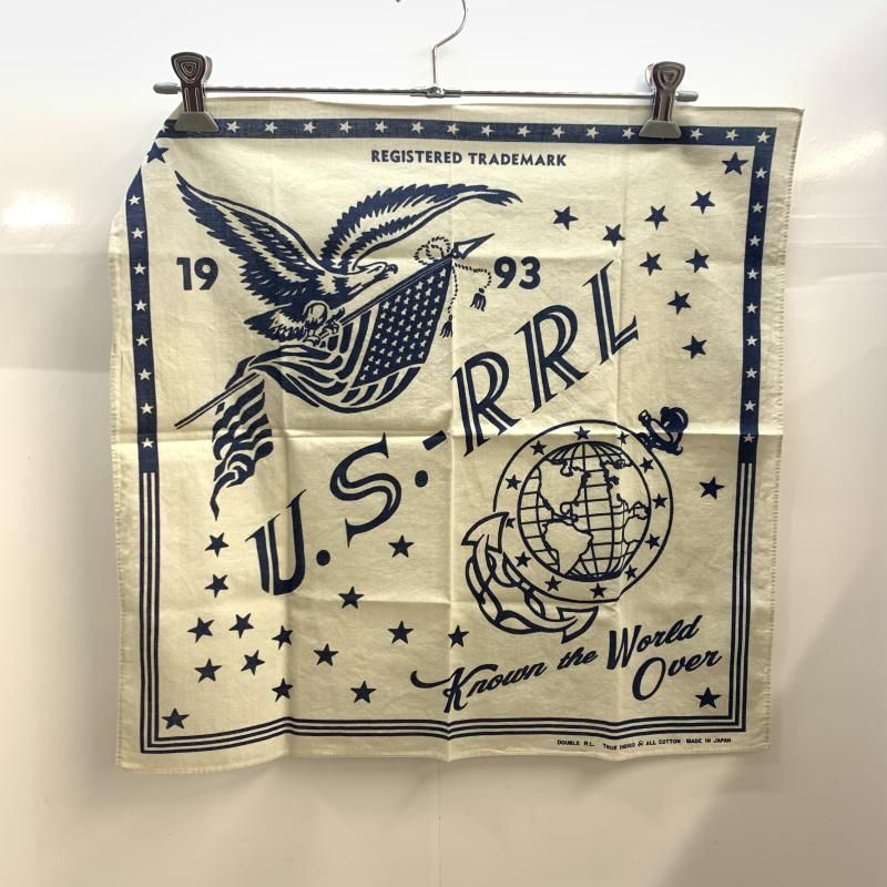 【中古】RRL バンダナ US-RRLプリント ホワイト ダブルアールエル[92][240092319249] 中古】RRL バンダナ US-RRLプリント ホワイト ダブルアールエル[92