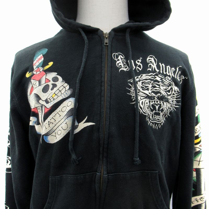 エドハーディー Ed Hardy ジップアップパーカー ジャケット ミドル丈