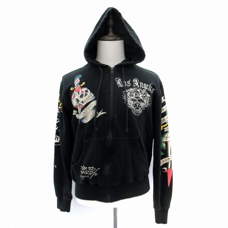 エドハーディー Ed Hardy ジップアップパーカー ジャケット ミドル丈