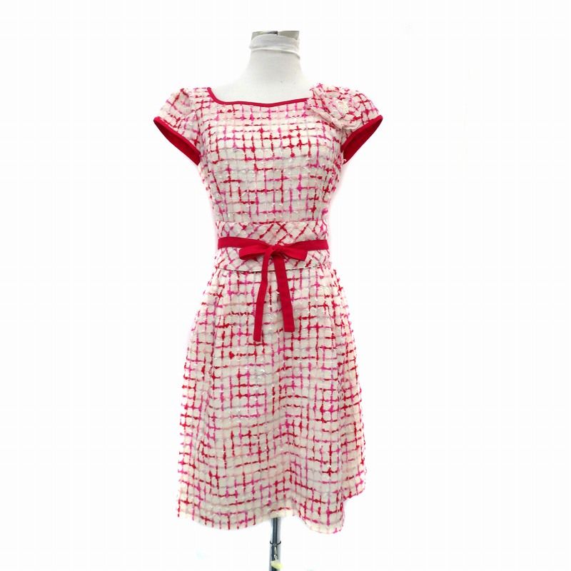 エムズグレイシー M'S GRACY ワンピース ラウンドネック 半袖 ひざ丈