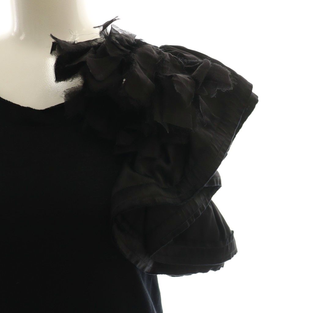  ランバン LANVIN 袖フリルワンピース タイト シルク混 XS ブラック CX GY 57 その他 トップス