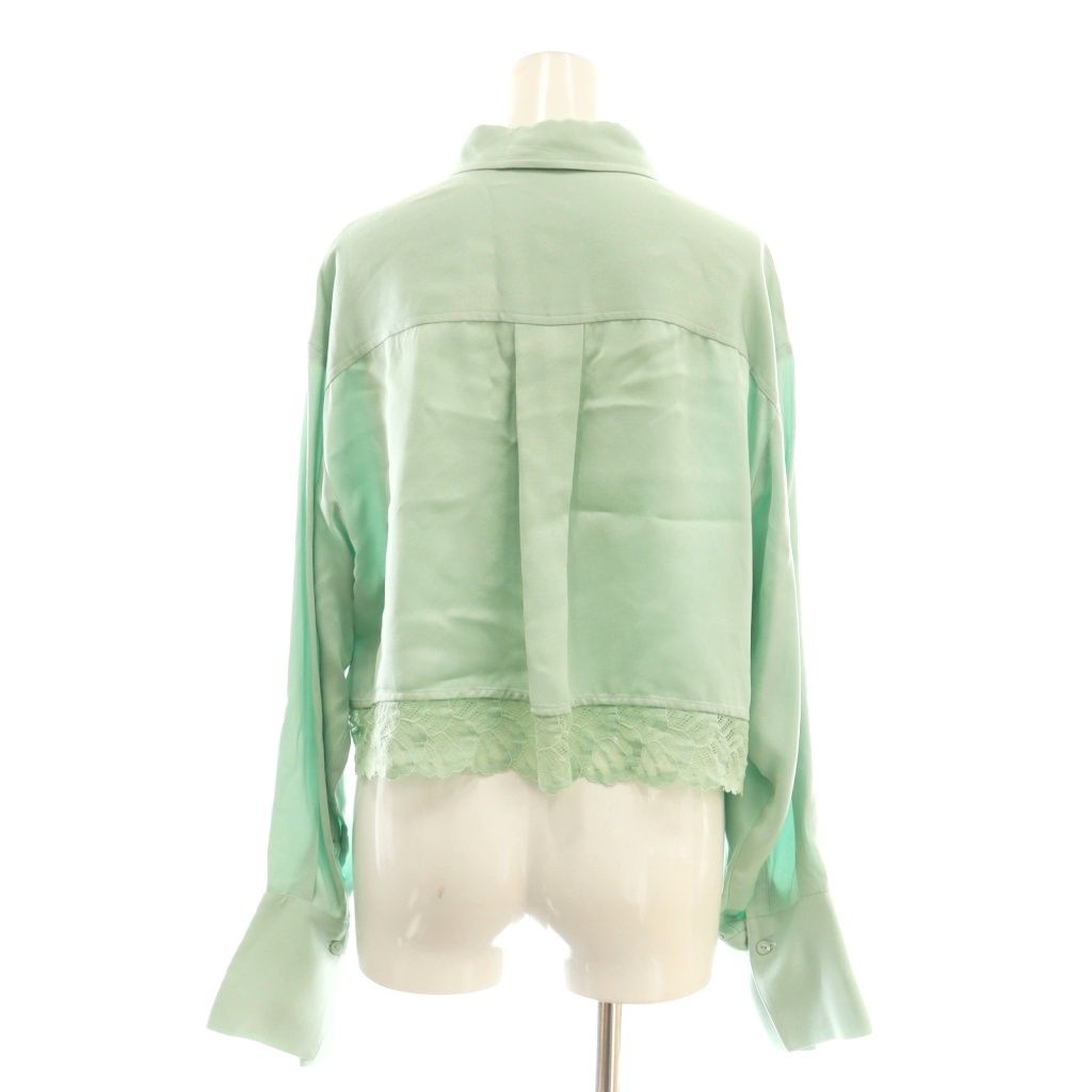 イザベルブランシュ BLANCHE シャツ ブラウス サテン レース ライトグリーン CX GY 57