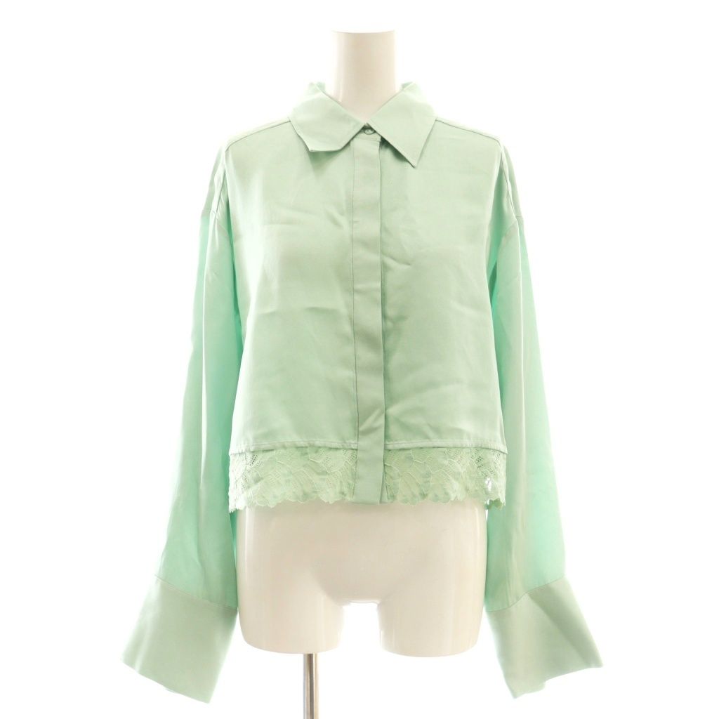イザベルブランシュ BLANCHE シャツ ブラウス サテン レース ライトグリーン CX GY 57