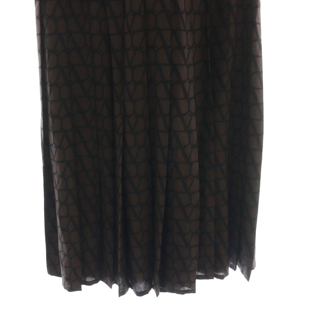  ヴァレンティノ ヴァレンチノ トワル イコノグラフ プリーツスカート シルク フ 総柄 38 ダークブラウン ブラック CX GY 57 その他 トップス