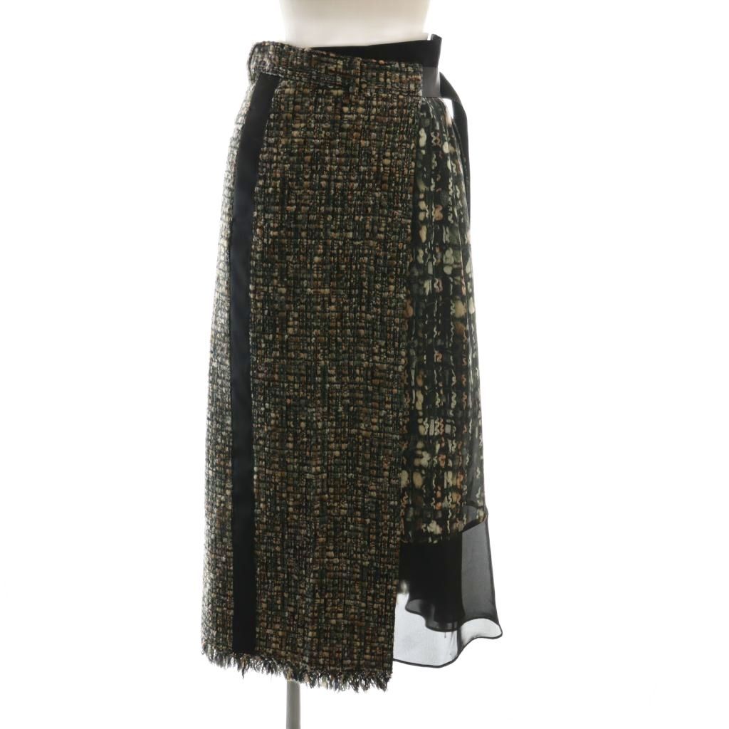 サカイ sacai 21AW Tweed Maxi Skirt ツイード スカート ラップ
