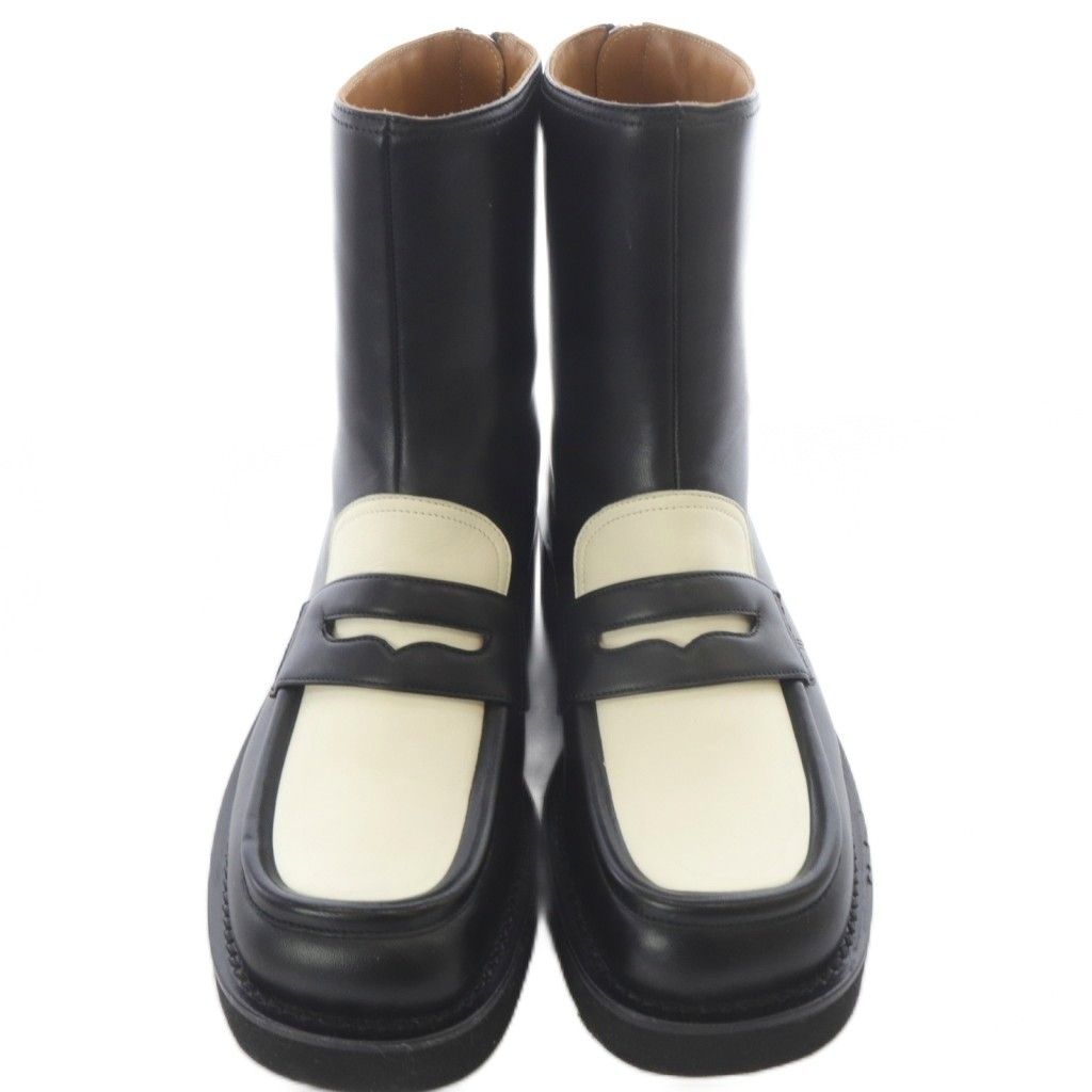 36 Marni (マルニ) ショートブーツ センタージップ マルニ MARNI サイドジップブーツ ローファー ショート レザー 36 黒