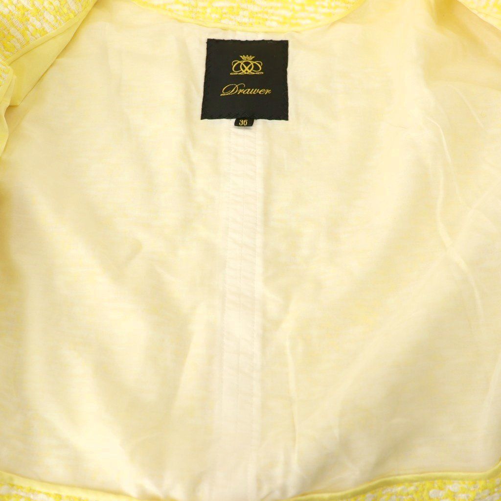 ドゥロワー Drawer ノーカラージャケット ツイードジャケット 36