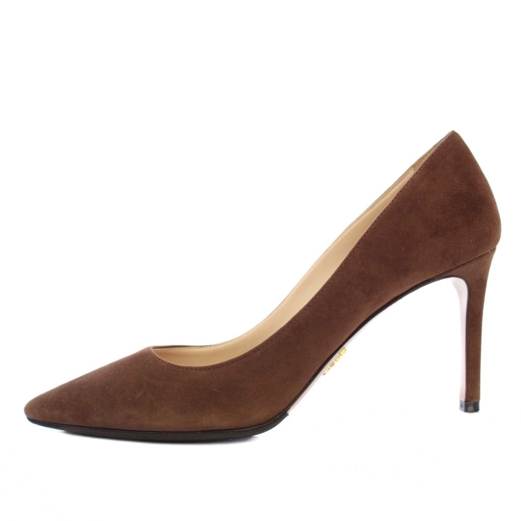 プラダ PRADA パンプス スエード ポインテッドトゥ 36 茶 1I834I /TK