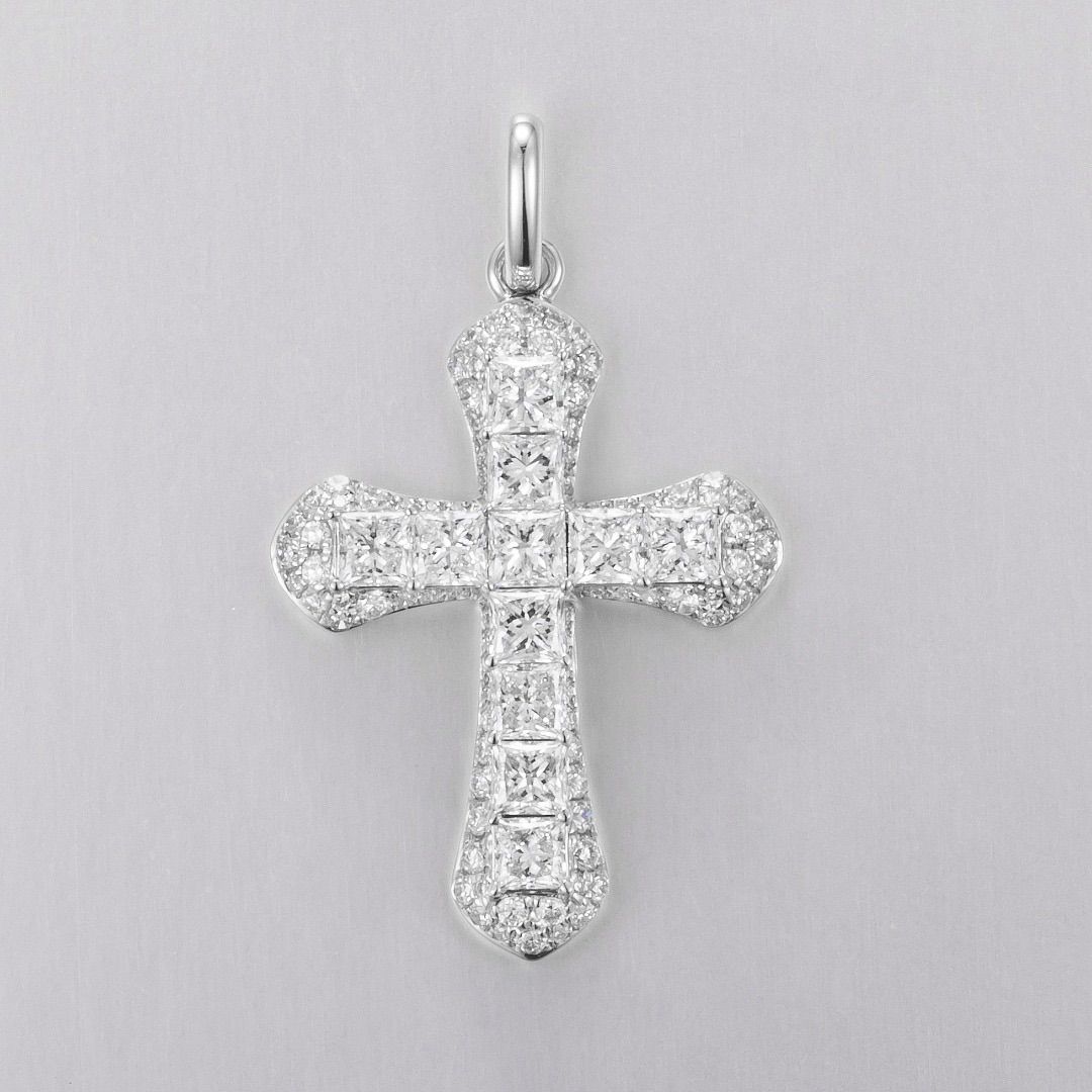 K14 金 ラボグロウンダイヤモンド クロス ペンダント - メルカリ