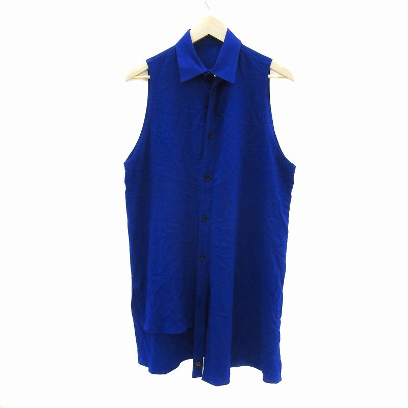 ワイズ Y s ヨウジヤマモト シャツ ブラウス ノースリーブ ロング丈 無地 1 青 ブルー YZ-B 14-200 YS 3 GY 53