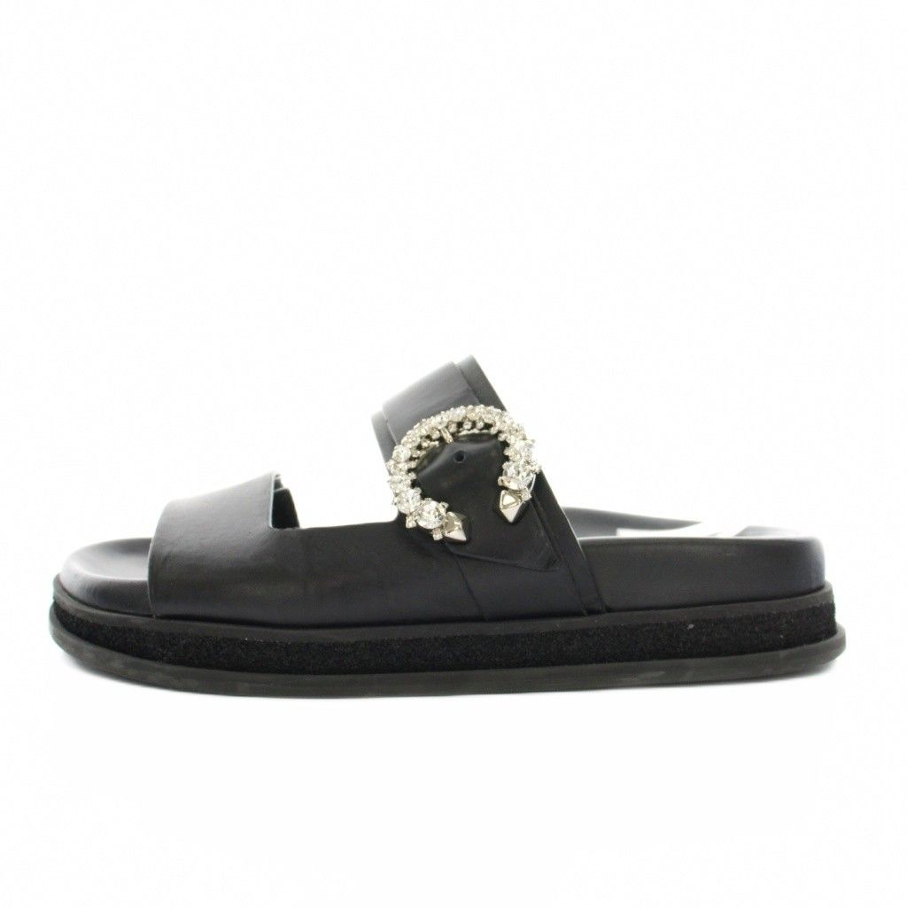 本物保証✨ジミーチュウ marga flat サンダル ビジュー サンダル ジミーチュウ JIMMY CHOO マルガフラット MARGA FLAT サンダル レザー