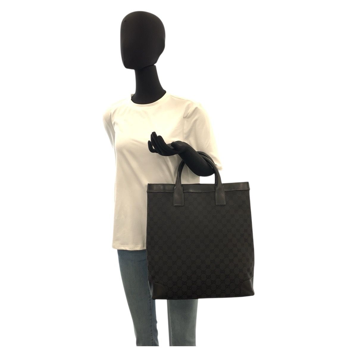 美品 GUCCI グッチ ブラック 黒 GGキャンバス/レザー 33889 トート