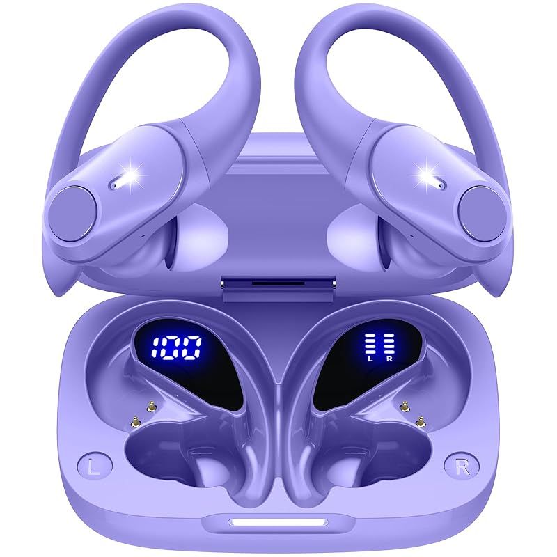GOLREX イヤホン bluetooth ワイヤレスイヤホン 耳掛け式 ぶるーとゅーす イヤフォン 最大40時間再生 Hi-Fi音質 AAC対応 LEDディスプレイ 物理ボタン誤操作なし 落ちない 快適装着感 ランニング スポーツ IPX7防水 片耳/両