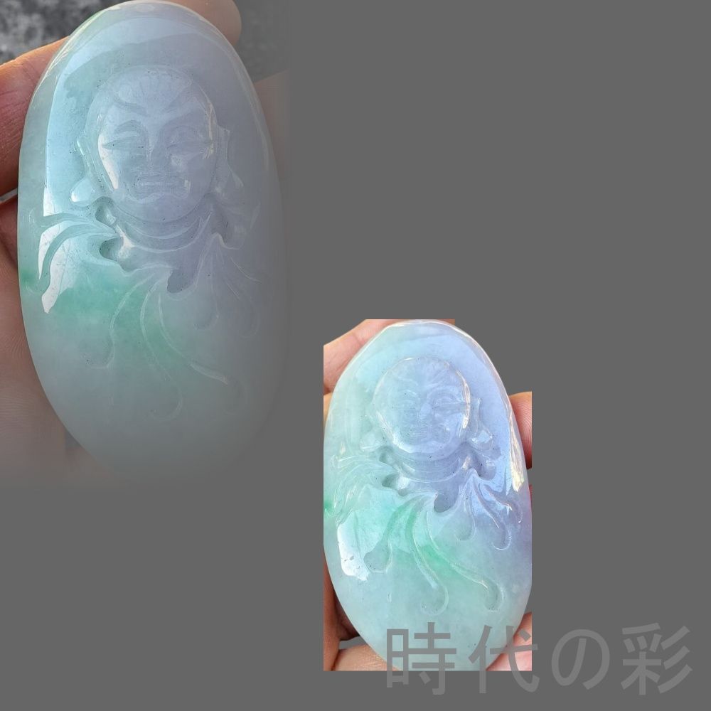 古玉老翡翠 春帯彩童子彫刻把玩件』中国古美術 古代ミャンマー翡翠