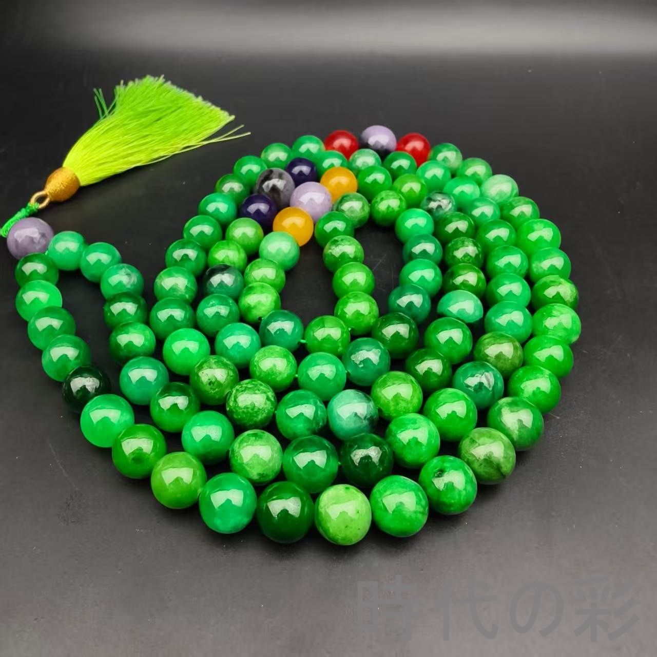 古玉老翡翠 12mm108珠 佛珠念珠』中国古美術 ネックレス 古代
