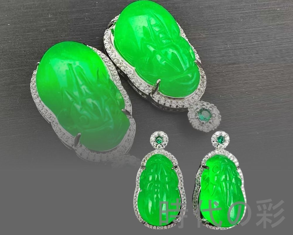 冰種満緑翡翠 貔貅ペンダント 中国古美術 天然翡翠 精工彫刻 貔貅首飾 招財開運 古美術 装飾品 收蔵佳品