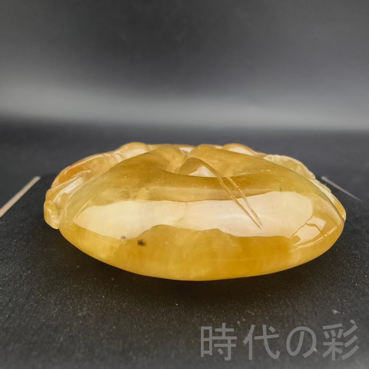 古玉老翡翠 高冰黄翡 双龍玉牌』中国古美術 古代ミャンマー 精工龍紋