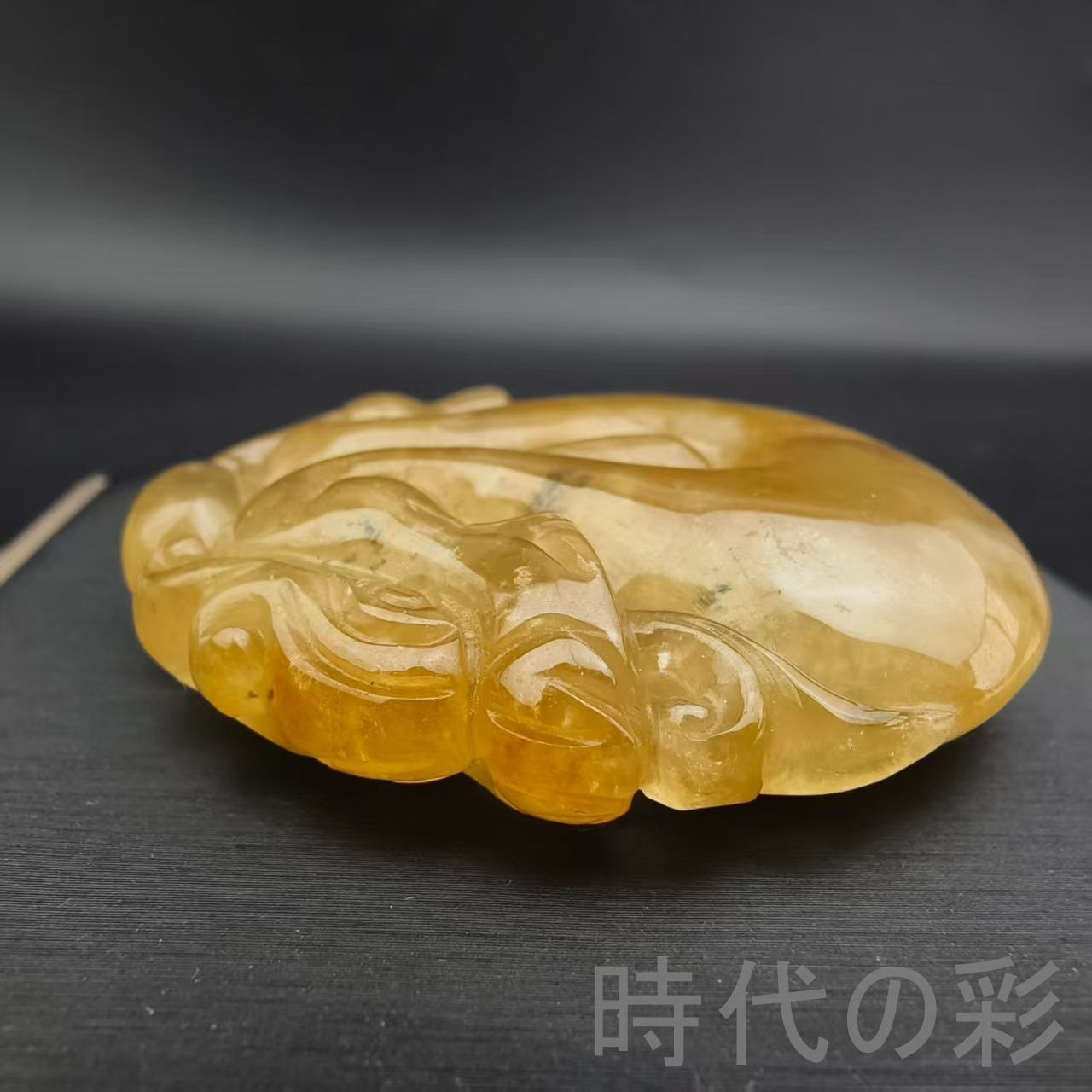 古玉老翡翠 高冰黄翡 双龍玉牌』中国古美術 古代ミャンマー 精工龍紋