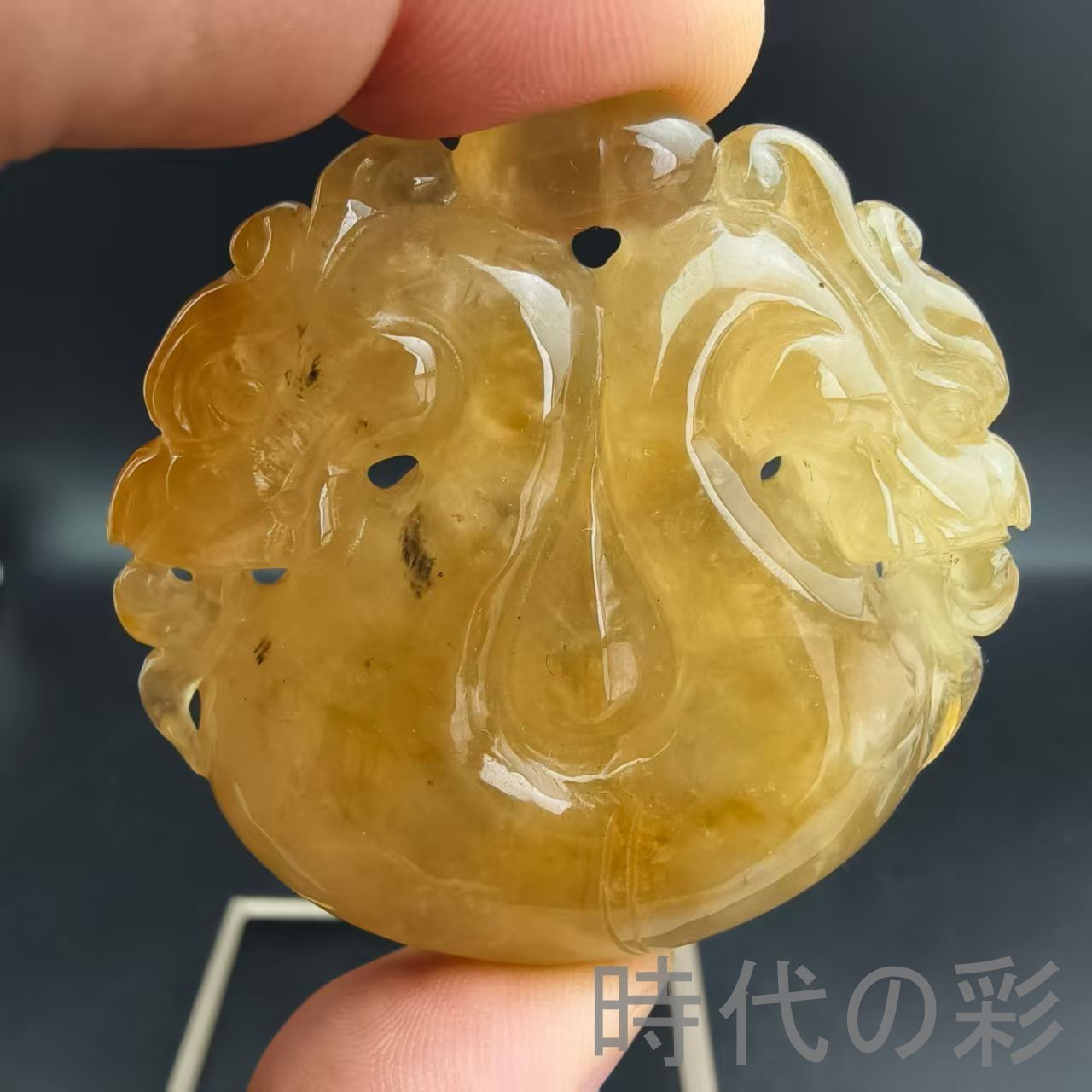 中国古美術 ミャンマー 満緑 翡翠 招財仏 把玩件 手工細彫 古玉
