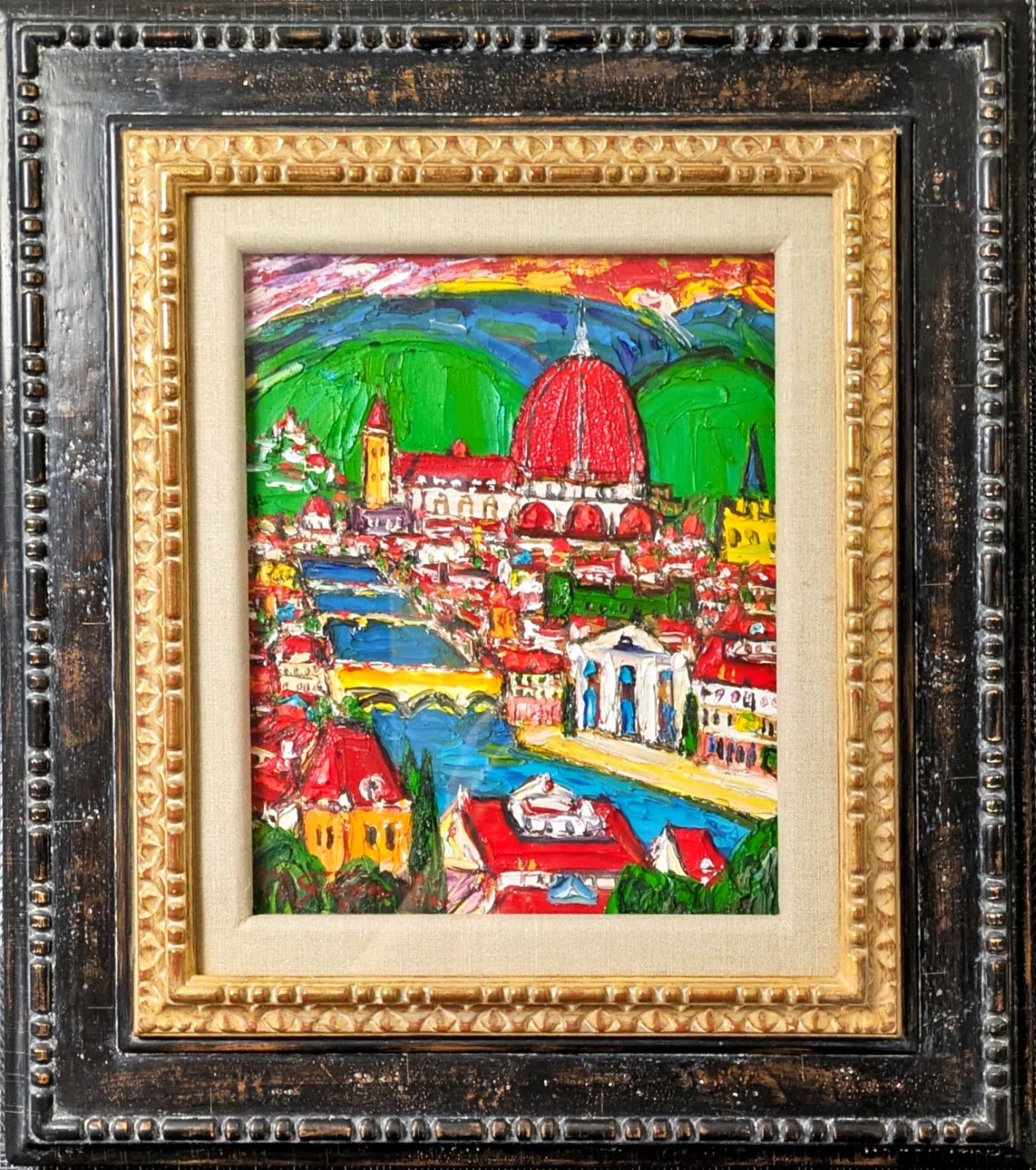 真作オリジナル原画 鈴木マサハル作 希少フィレンツェ 油彩【FIRENZE