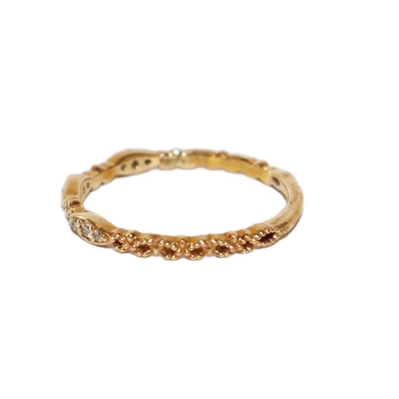 アガット agete カルムリング 指輪 ダイヤモンド K10 0.06ct 9号