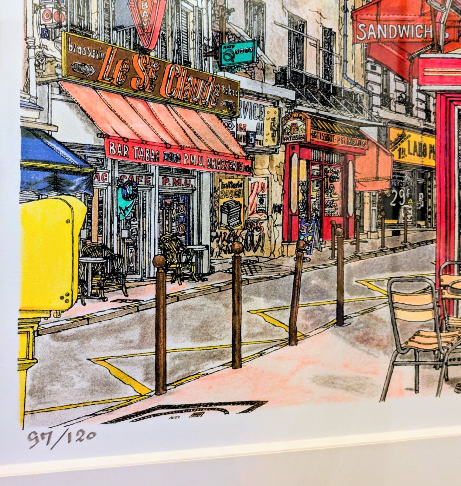 赤木曠児郎、【パリ・夏・朝】、希少な額装用画集より、新品額装付