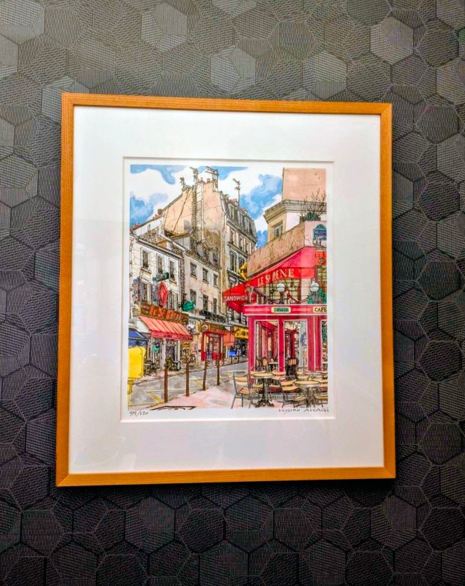 赤木曠児郎 遺作 リトグラフ 直筆サイン【カフェ】120部限定 額付き 真