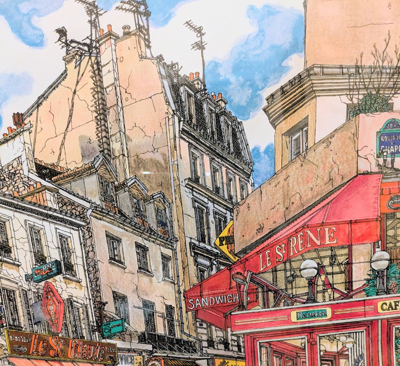 赤木曠児郎 遺作 リトグラフ 直筆サイン【カフェ】120部限定 額付き 真