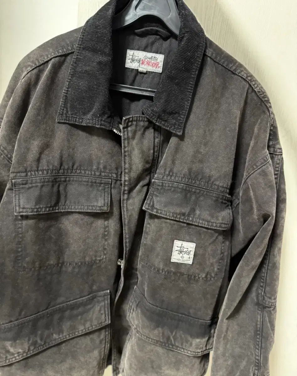 STUSSY ウォッシュド キャンバス ショップ ジャケット ブラック - メルカリ