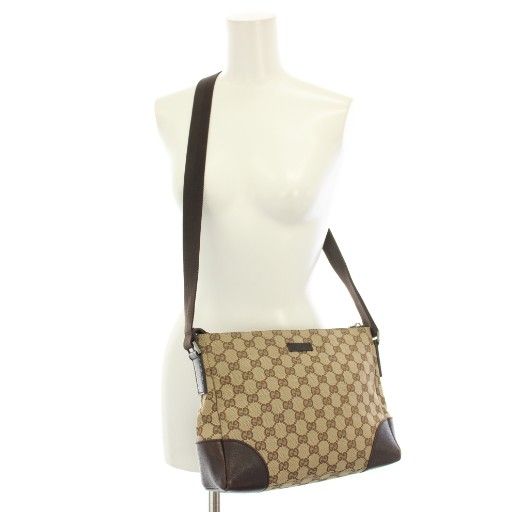 【中古】グッチ GUCCI ショルダーバッグ キャンバス GG柄 レザー ベージュ 茶 ブラウン 114273 /YT ■OH レディース グッチ GUCCI ショルダーバッグ キャンバス GG柄 レザー ベージュ 茶