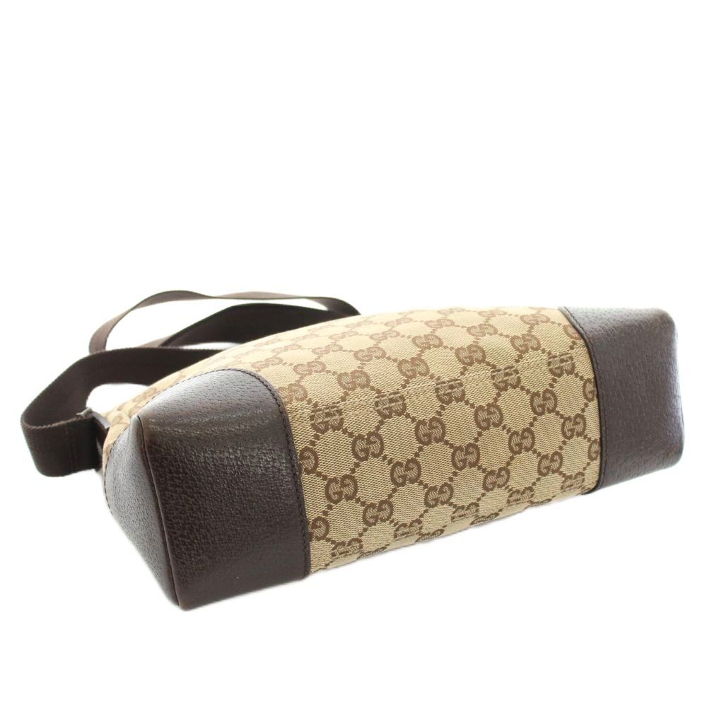 グッチ GUCCI ショルダーバッグ キャンバス GG柄 レザー ベージュ 茶